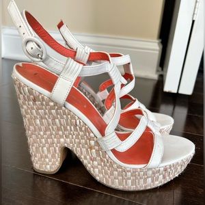 Via Spiga White Woven Heels Size 8